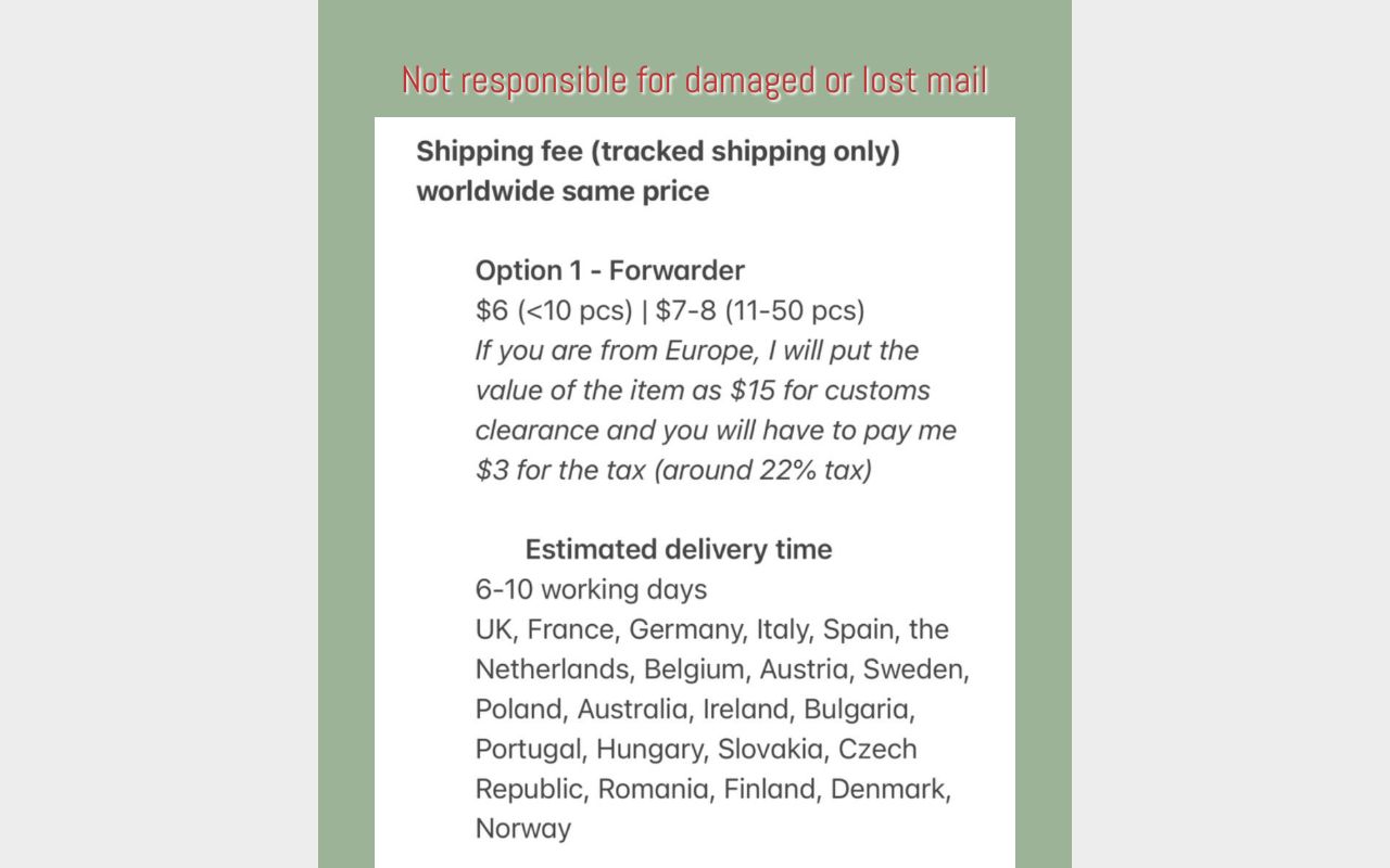 Shipping fees / packaging / timing